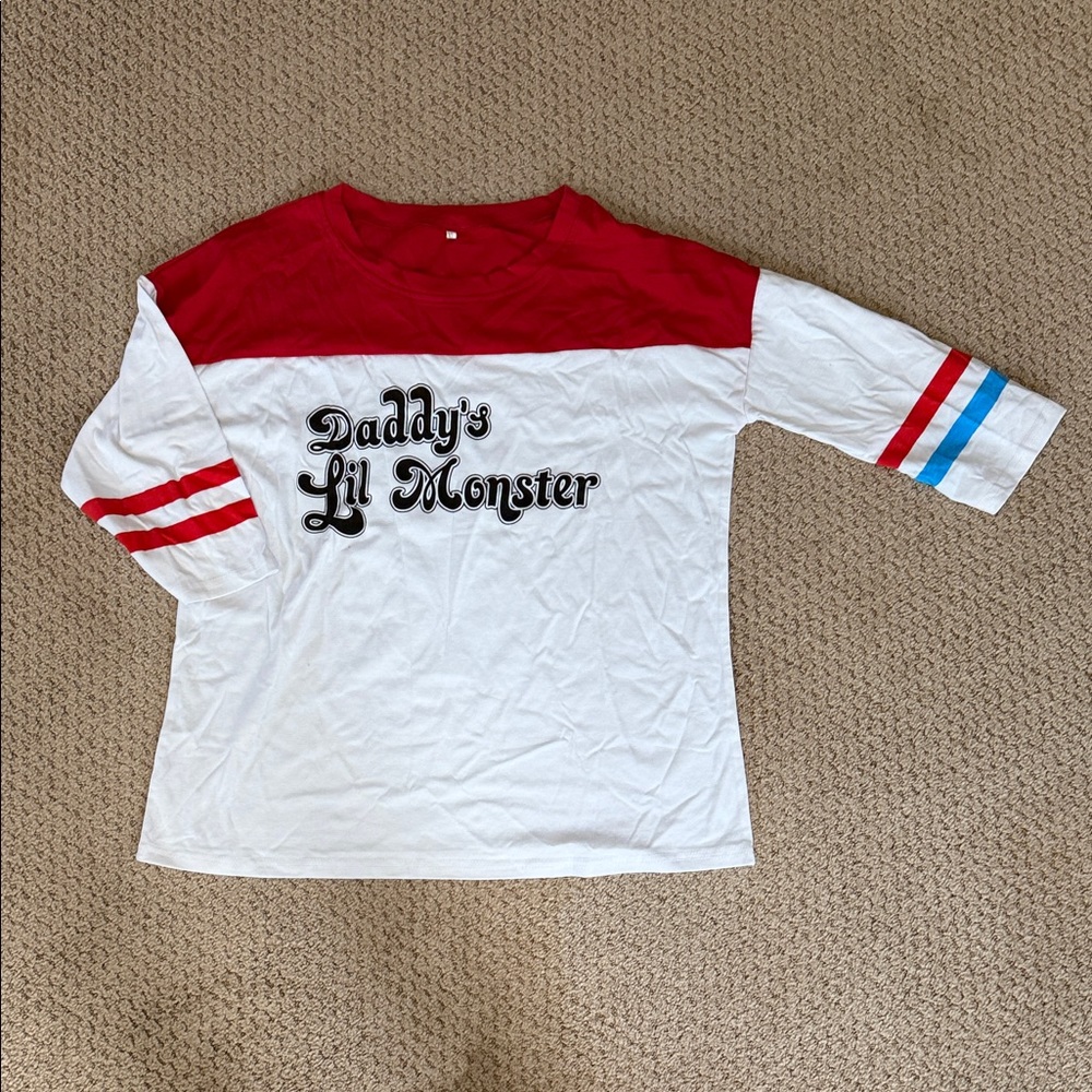 Women’s Harley Quinn Red and WhiteShirt with Graphic Print Tee